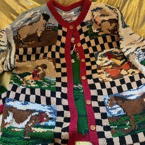 1990's Susan Bristol farm Themed Cardigan